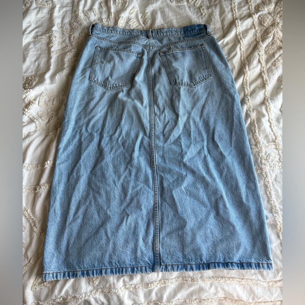 NWT Abercrombie & Fitch Light Blue Denim Midi Skirt - Picture 7 of 7